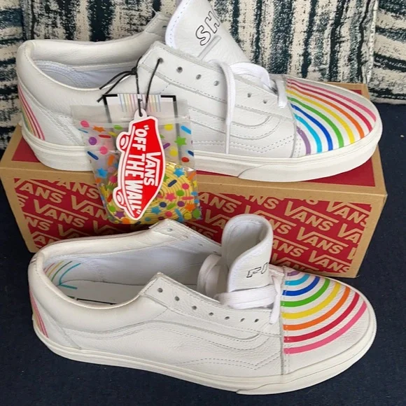 Vans Old Skool Flour Shop Rainbow/True White MENS - Picture 3 of 16